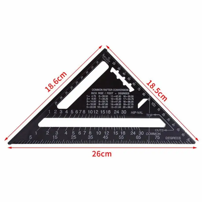 MIRUI 7/12 inch Triangle Angle Ruler Protractor Woodworking Measurement Tool Quick Read Square Layout Gauge Measuring Tool