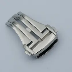 MAIKES High Quality 316L Stainless Steel Butterfly Buckle Silver Watch Band Strap Folding Clasp 16mm 18mm 20mm For Omega