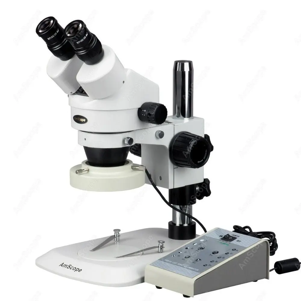 Stereo Zoom  Microscope--AmScope Supplies 3.5X-45X Stereo Zoom Coin Microscope with Variable 80-LED Ring Light