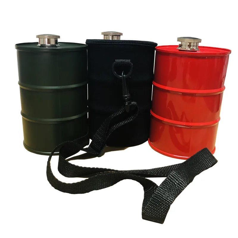 

New 25oz Stainless Steel 304 My water Bottle Vodka Oil Drums Hip Flask Sports Kettle With Portable Neoprene SBR CR shoulder Bag