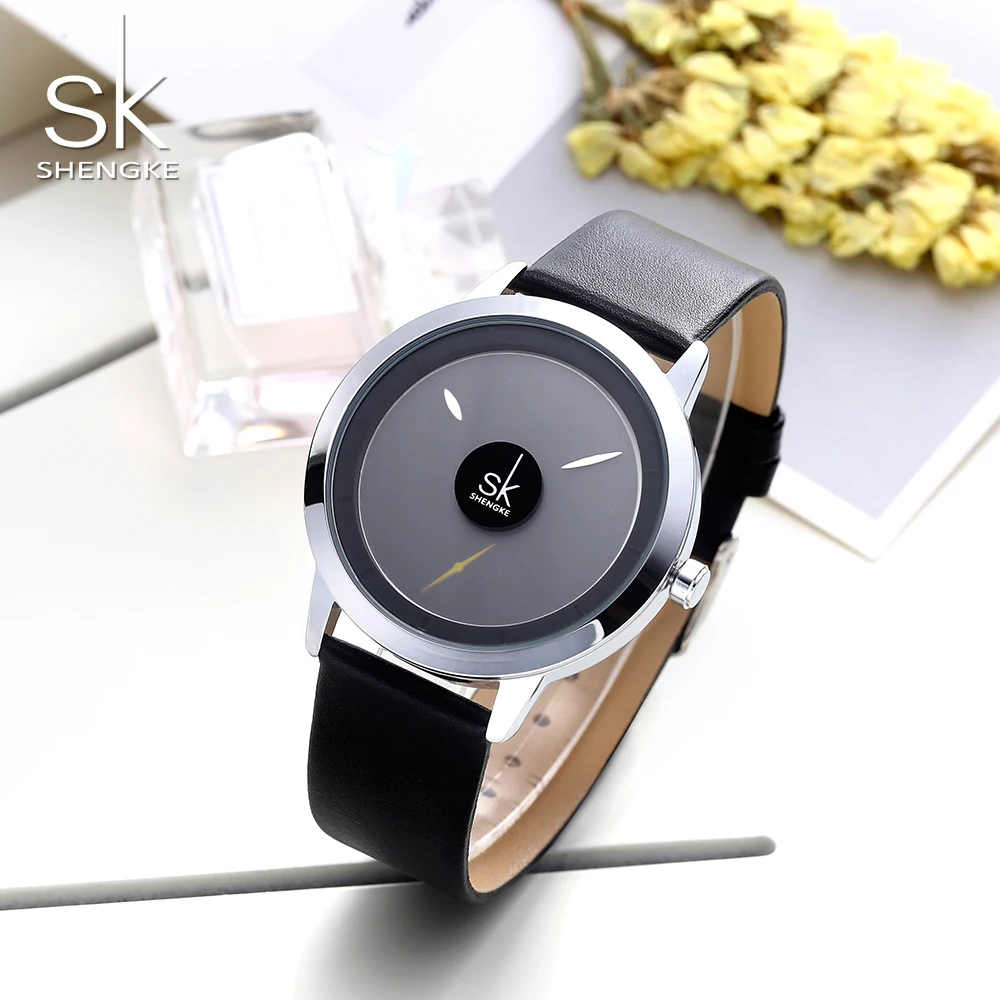 Shengke Couple Watches Fashion Quartz-Watch Women Wristwatch Clock Relojes Mujer Casual Ladies Watch Montre Femme Creative Dial