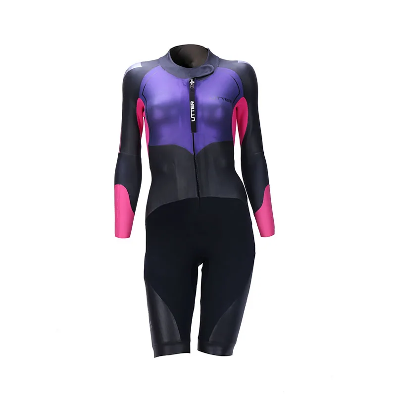 UTTER Women Purple Swimrun Short Legs Smooth Skin Triathlon Suit Yamamoto Neoprene Swimsuit Surf Wetsuit  for Swimwear