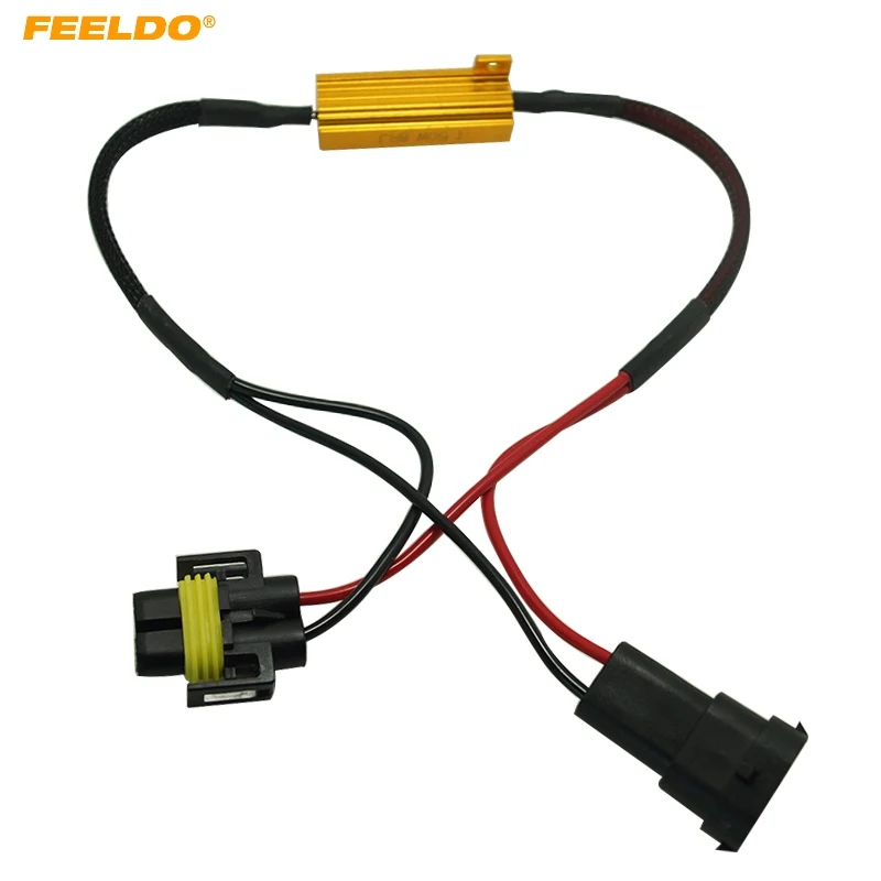 

FEELDO 1pc Car H11/H8 Fog Lamps Decoder LED Light Canbus Resistance Warning Cancellor Decoder Load Resistor Socket Error Wiring