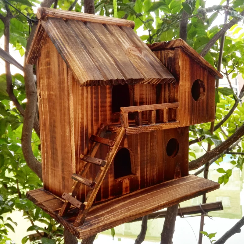 New 35*35*25.5 cm Wood preservative outdoor birds nest wood preservative bird nest decoration bird house wooden bird cage toy