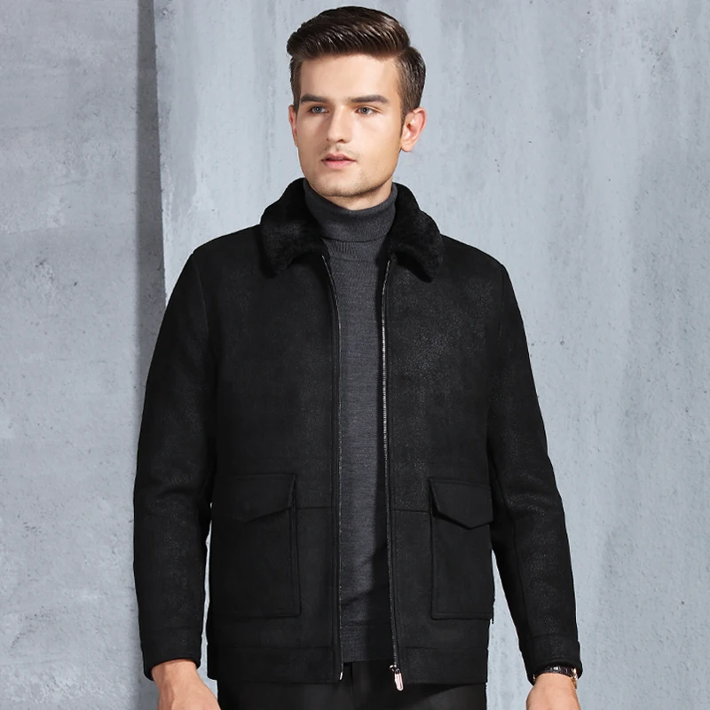 

2018 Men Faux Leather Jacket Thick Faux Fur Coats For Men Motorcycle Shearling Faux Fur Leather Coat Male Clothing Warm Winter
