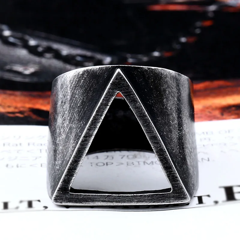 BEIER Stainless Steel Viking triangle Ring vintage Hammer retro punk  jewelry finger man Love Jewelry Drop shipping BR8-543