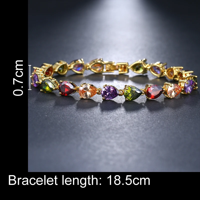 EMMAYA Fashion Multi Colors AAA CZ Crystal Chain Bracelet Gold-Color Jewelry For Women