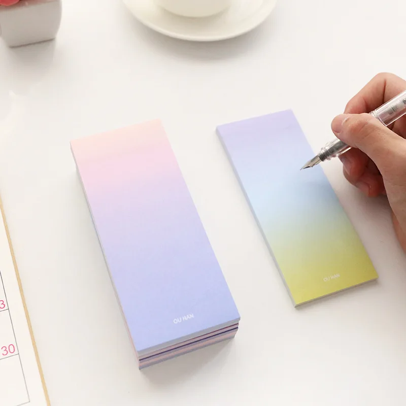 Cute Rainbow Memo Pads Decoration Stickers Self-Adhesive Stationery Sticky Notes N Times Paste Gradient Color Message Stickers