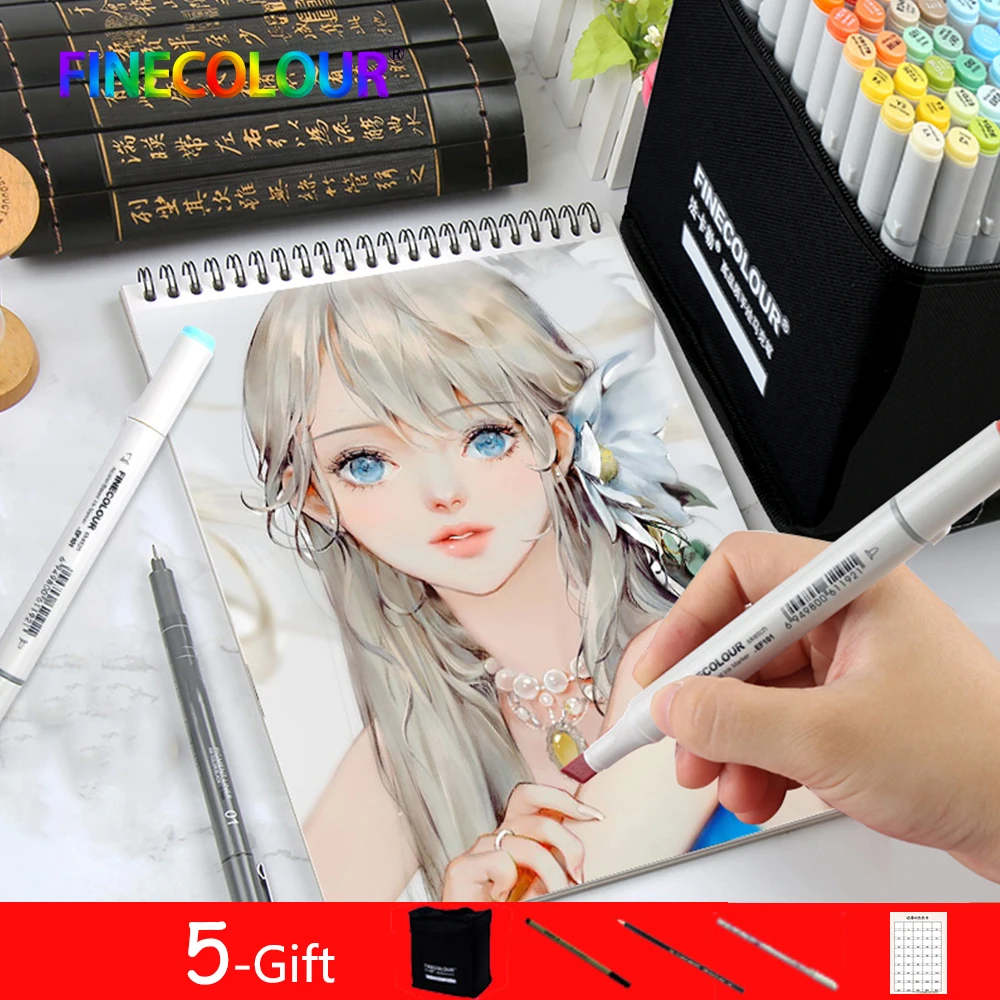 FINECOLOUR School Art Supplies Markers Brush Pen Alcohol Based Ink Professional Manga Art Marker For Drawing Material Escolar