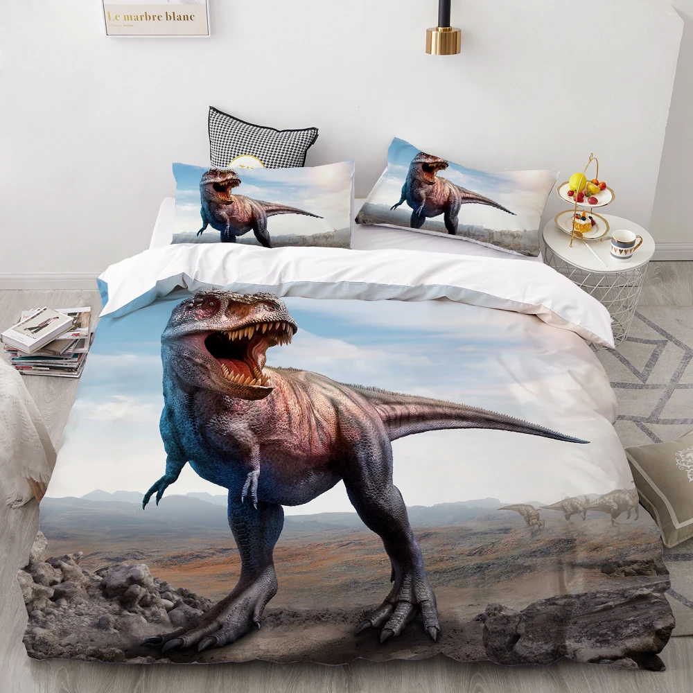 3PCS Cartoon Bedding Set For Kids Baby Children,3D HD Printing Duvet Cover Set,Tyrannosaurus rex Dinosaurs Bedclothes