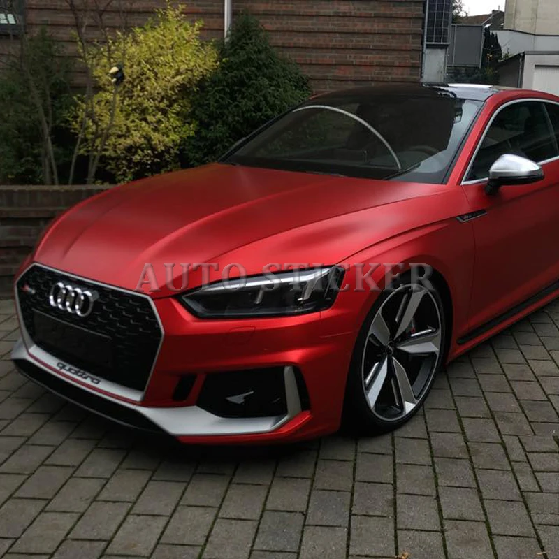 50cmX2M/3M Satin Red Matt Metallic Red Vinyl wrap Car Wrap With Air Bubble Free Car Wrapping Sticker Foil image 3