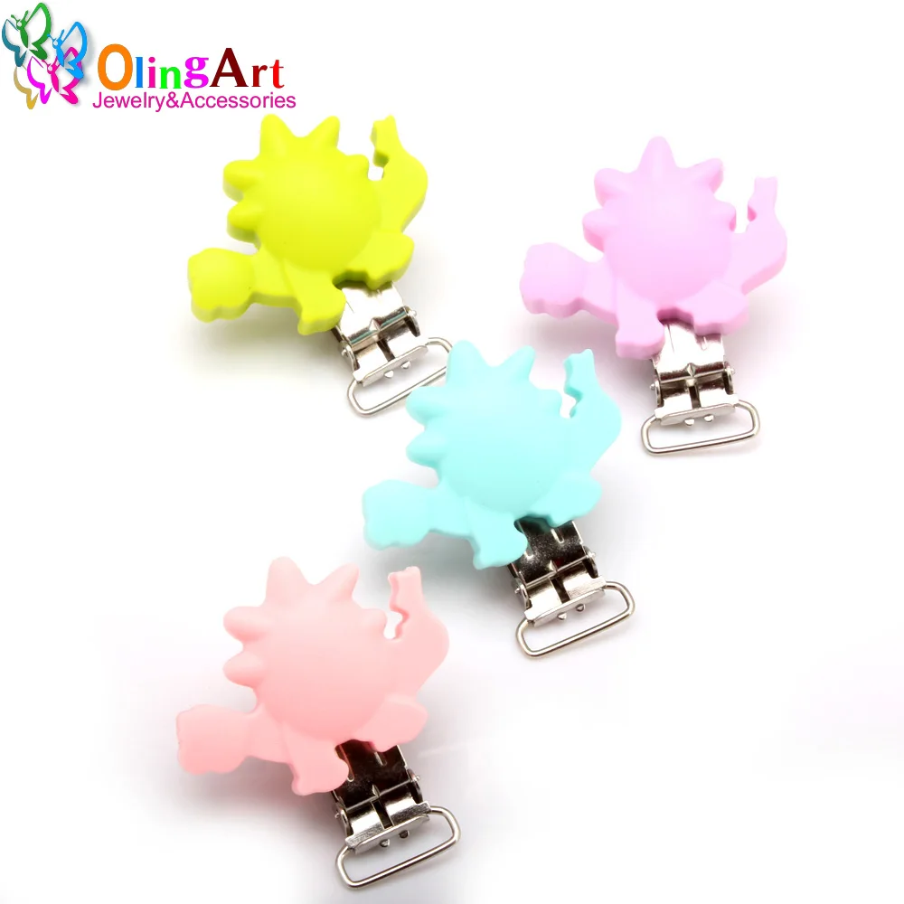 OlingArt 1pc Silicone Macaron Baby Pacifier Clips DIY Infant Pacifier Chain Baby Soother, Toddler Chew Toys Baby Shower Gifts