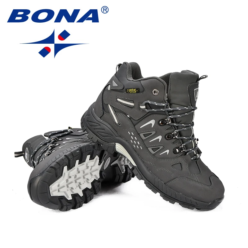 BONA New Classics Style Men Hiking Shoes Action Leather Men Athletic Shoes Lace Up Outdoor Men Jogging Sneakers