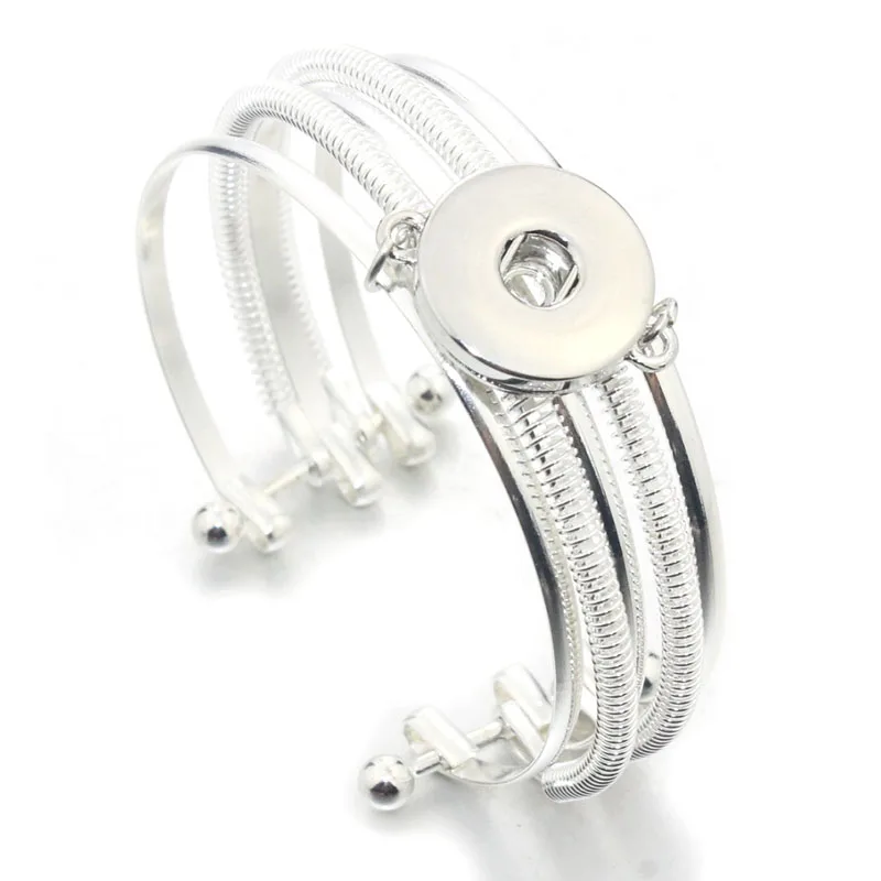 18MM Snap Button Women Metal Bangle Elasticity Bracelet Retro Color Bohemia Charms Bangles Cuff Jewelry 9554