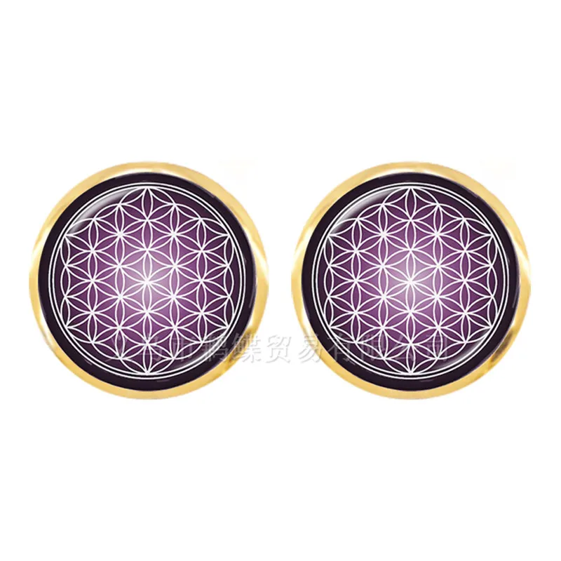 Pendientes de cristal con imagen de Arte de Mandala para mujer y niña, joyería de Henna, símbolo de Yoga Om, budismo Zen, pendientes de cristal