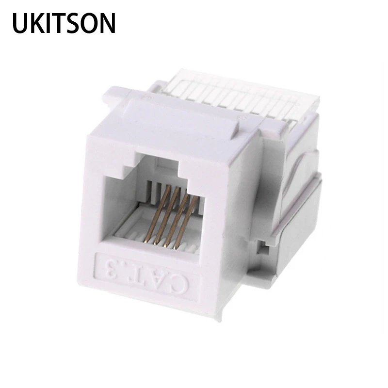 Keystone Connector CAT3 RJ11 Telephone Plug 4 Wires Insert Phones Jack Modular Socket For Phone Panel