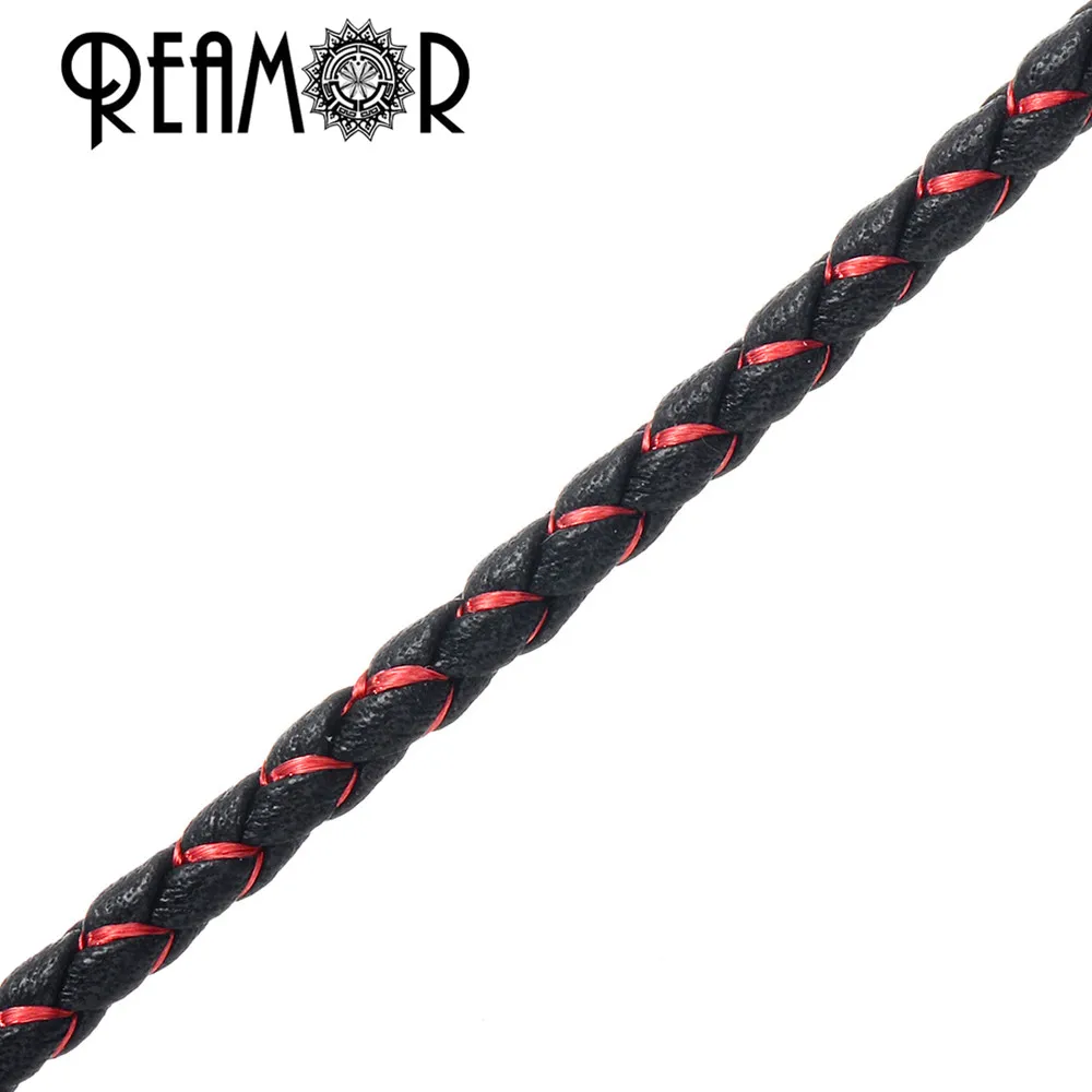 REAMOR 1meter 4mm Red/Green/Blue Silk Braided Genuine Leather Cord Rope For DIY Bracelet Necklace Jewelry Craft Making Findings