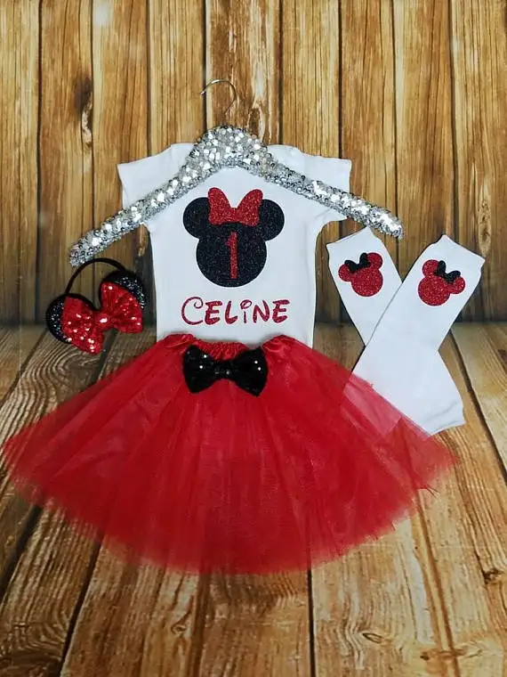 customize Mini  mouse birthday bodysuit onepiece Tutu shirt tees Headband Legwarmers toodles Outfit baby shower party favors