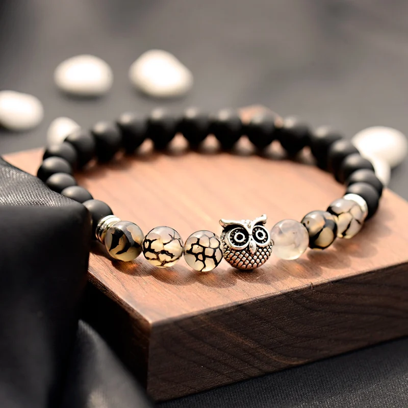 Fashion Buddhism Yoga Balance Bracelet Men Bileklik Black Matte Natural Stone Beads Bracelet For Women Braclet Jewelry AB216