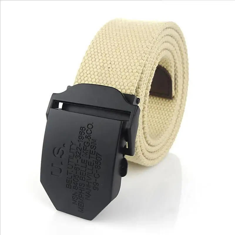 SupSindy Men Canvas Belt Black US Metal Buckle Army Military Tactical Belts for Men Jeans Outdoor Training Soldier Strap Male