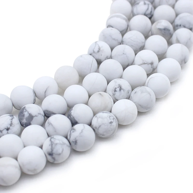 Matte Natural Gem Stone White Howlite Turquoises Beads 4 6 8 10 12 14MM Bracelet Fit Diy Charm Beads For Jewelry Making