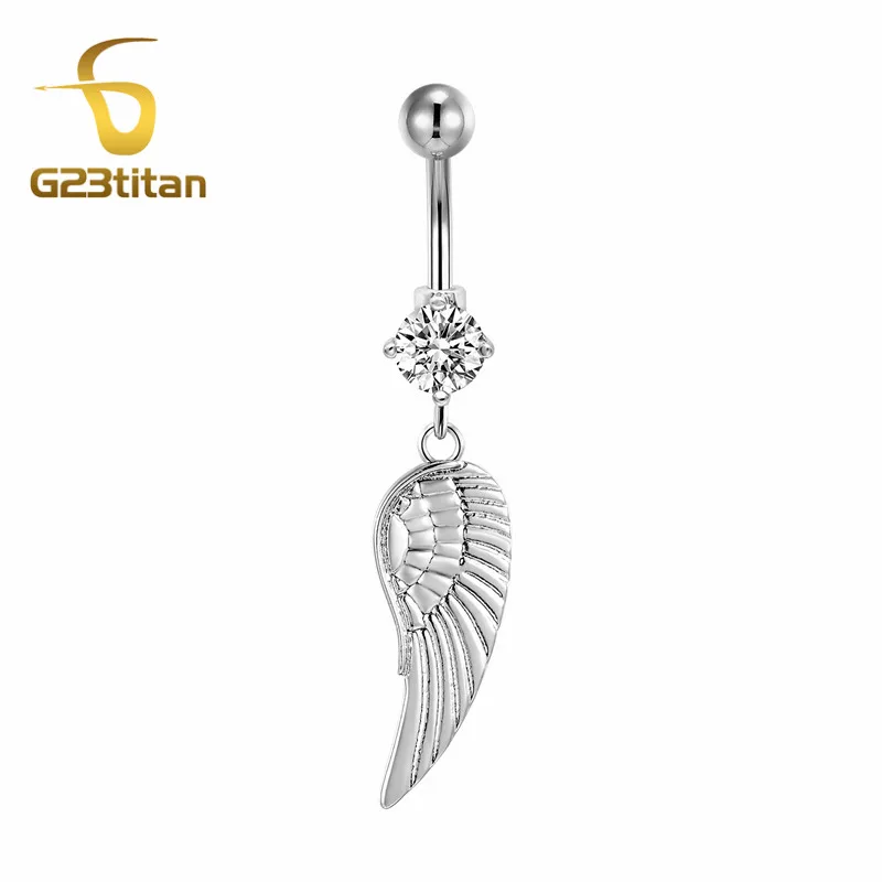 Beach Accessory Sex Women Naval Piercing Rings 16G 10mm Titanium Curved Barbell Anchor Feather Pendant Belly Button Bar Jewelry