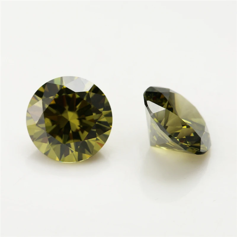 

0.8mm~4.0mm Round Shape Loose CZ Stone Olive Green Color 5A Cubic zirconia Synthetic Gems For Jewelry DIY Stone