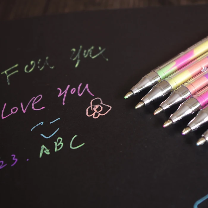 6 Pcs / Lot New Korean Stationery Cute Design Ink 6 Colors Highlighter Pen Marker Stationery Point Pen Colorful Writing Supplies