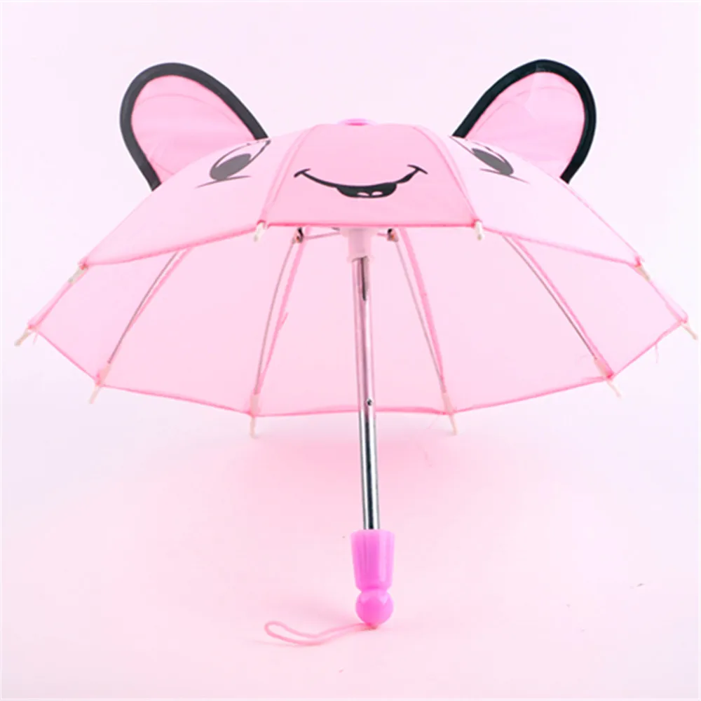 Bunny Ear Print Umbrella For 18 Inch American&43Cm Baby New Born Doll Our Generation , For Baby Birthday Festival Gift