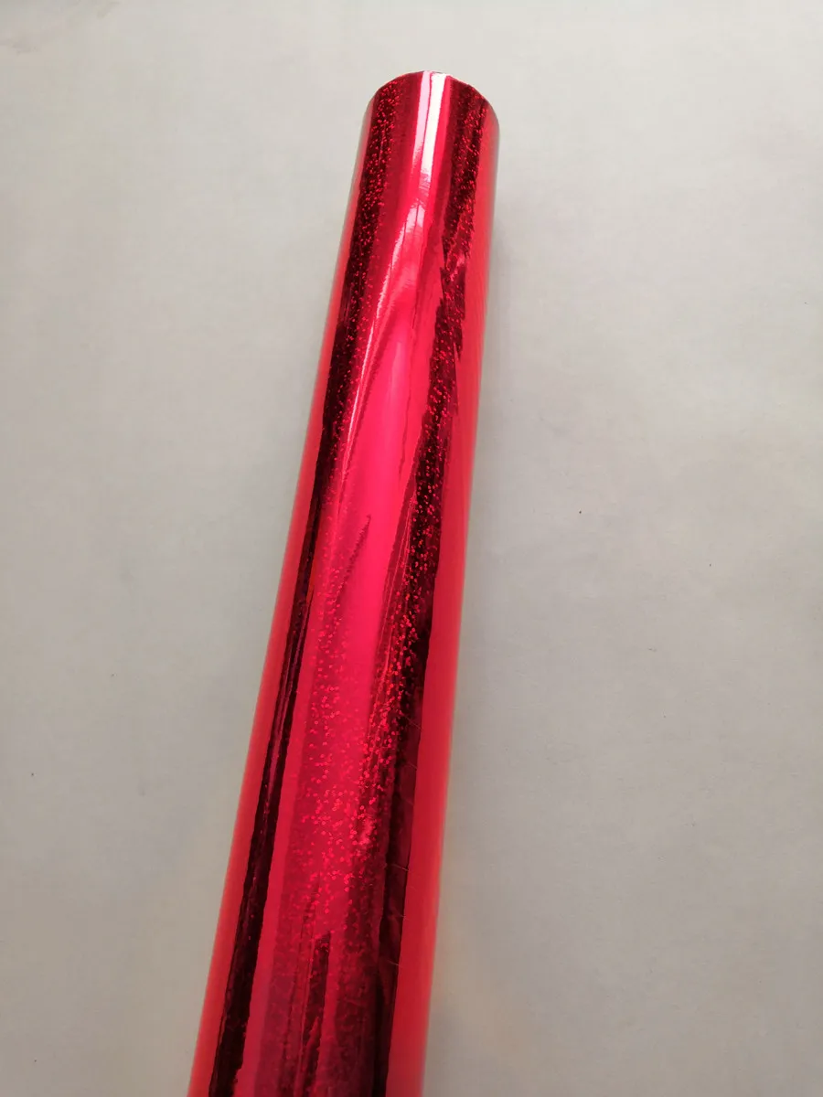 Holographic foil red color crystal pattern 3007 hot stamping on paper or plastic 64cm x 120m