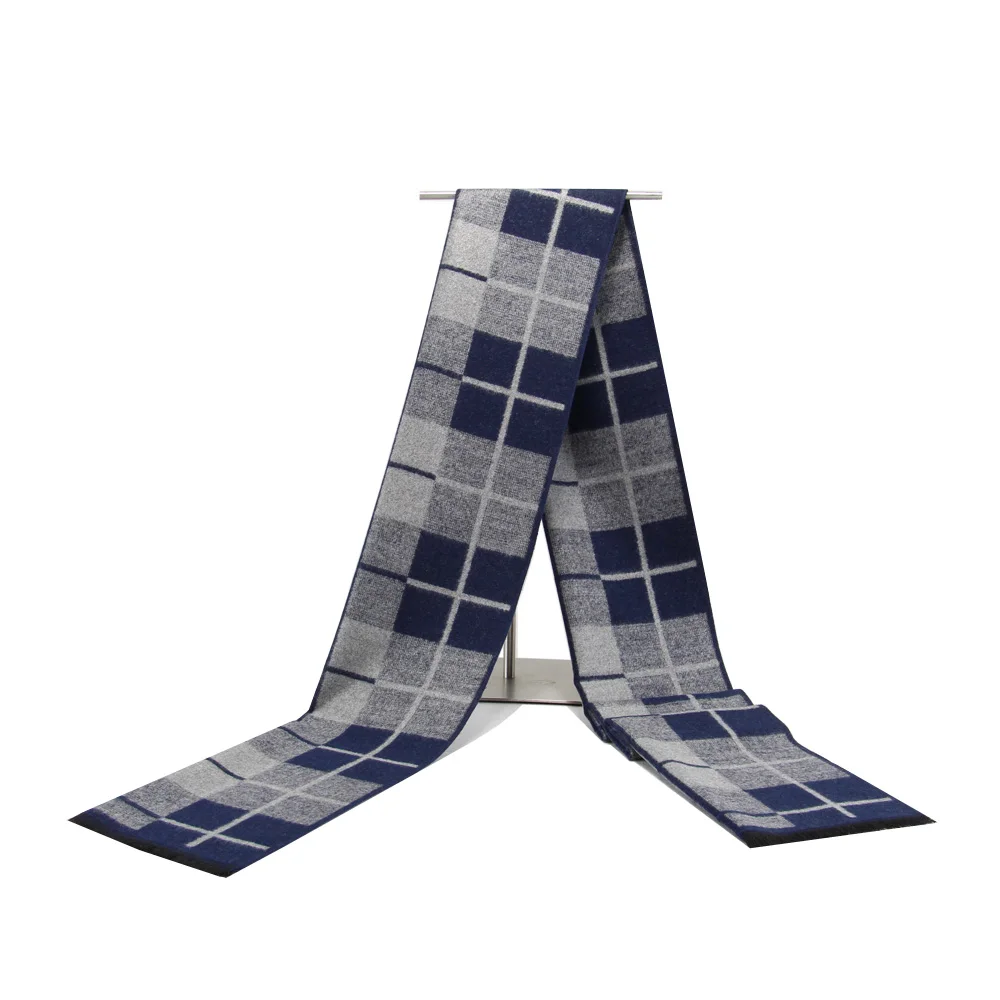 High quality cashmere Solid Grey black Navy men\'s boutique plaid striped scarfs patchwork color 30x180cm wholesale retail