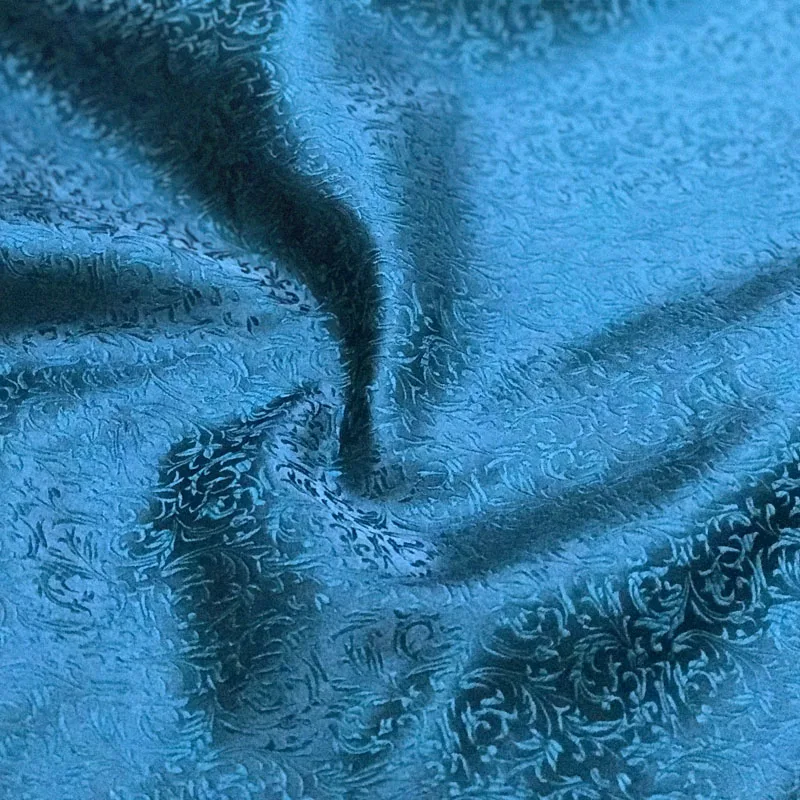 High quality  blue brocade silk satin fabric for suit dress coat table cloth sofa cushion diy patchwork upholstery