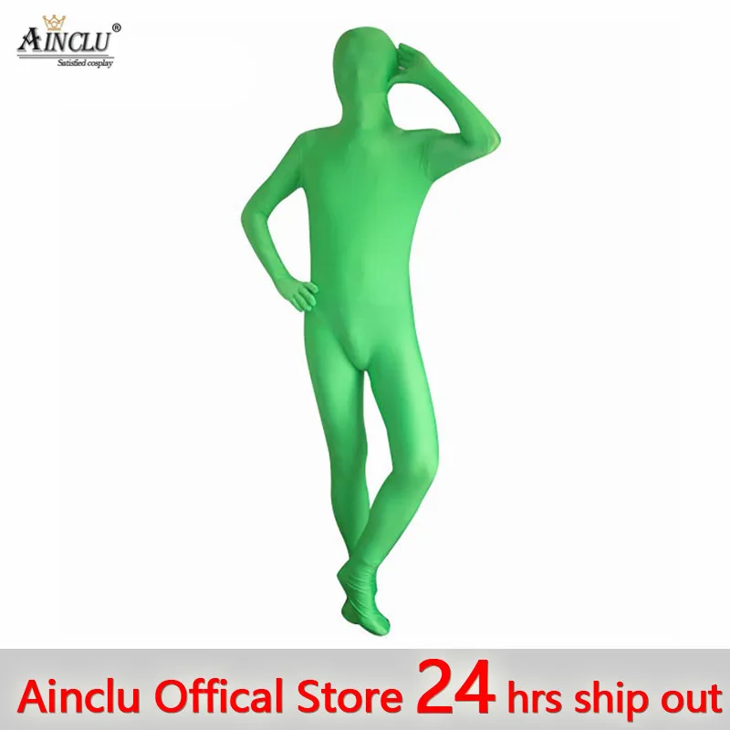 Ainclu 24 Uur Schip Uit Nieuw Halloween Groen Full Body Spandex Zentai Suits Spoedorder/Dezelfde Dag Verzending/24-Uur Schip