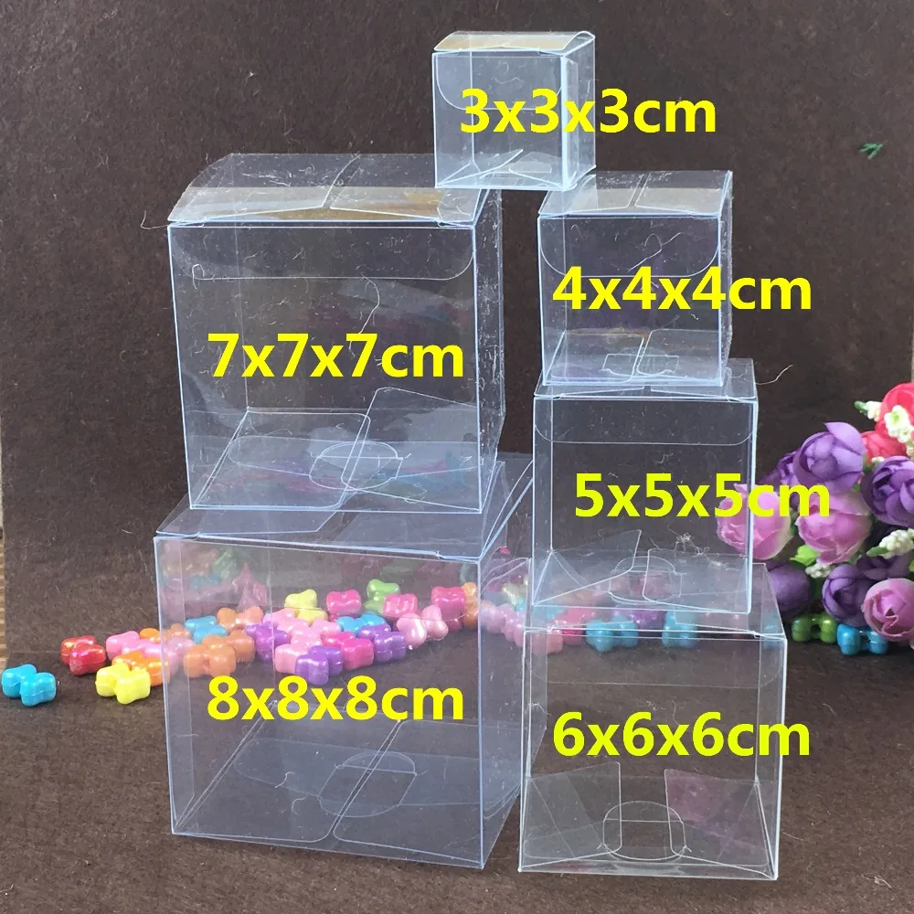 50pcs/lot Clear PVC  Favor Boxes Paper Chocolate Boxes Party Gifts Packaging Box