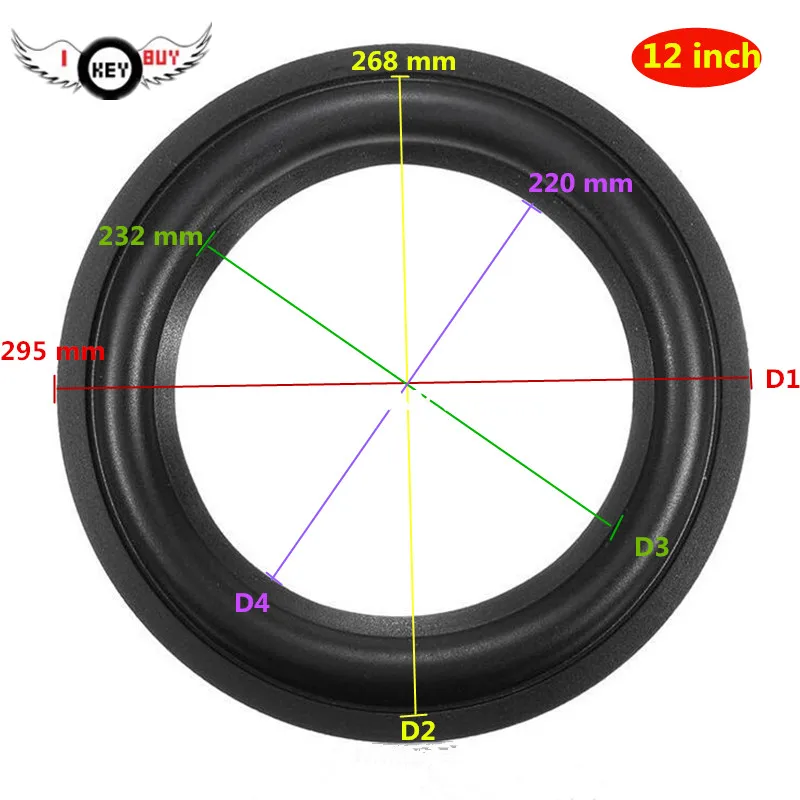 

I KEY BUY 2pcs 12 Inch 295x268x232x220mm High Elasticity Rubber Edge Ring Surround Woofer Speaker Repair Replacement Accessories