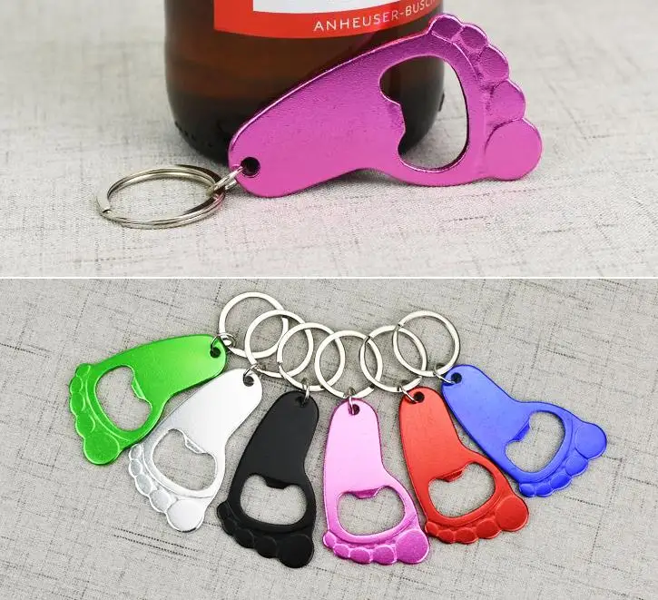 1200Pcs Big Foot Keyring Beer Bar Aluminum Alloy Bottle Opener DIY Beach Footprint Can Open Tools Keychain Free Shipping SN1955