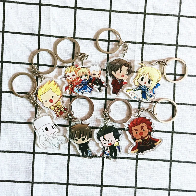 Аниме акриловый Fate Grand order Saber прозрачный двухсторонний кулон Fate llaveros para mujer цепочка для ключей