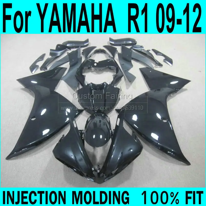 kits For YAMAHA  R1 2009-2015 year model Fairings ( Glossy black ) 09 Injection Fairing kit XP48