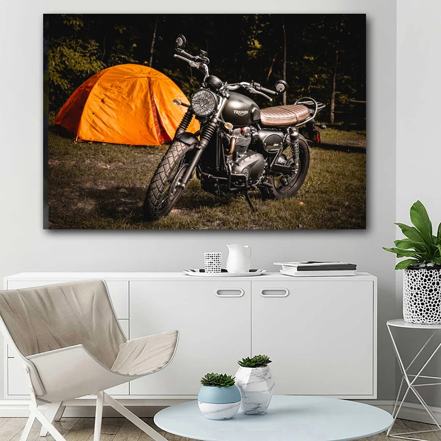 Decorative paintings Retro Motorcycle Motobike Picture Wall Art Poster Canvas Cloth Printed For Room Decor