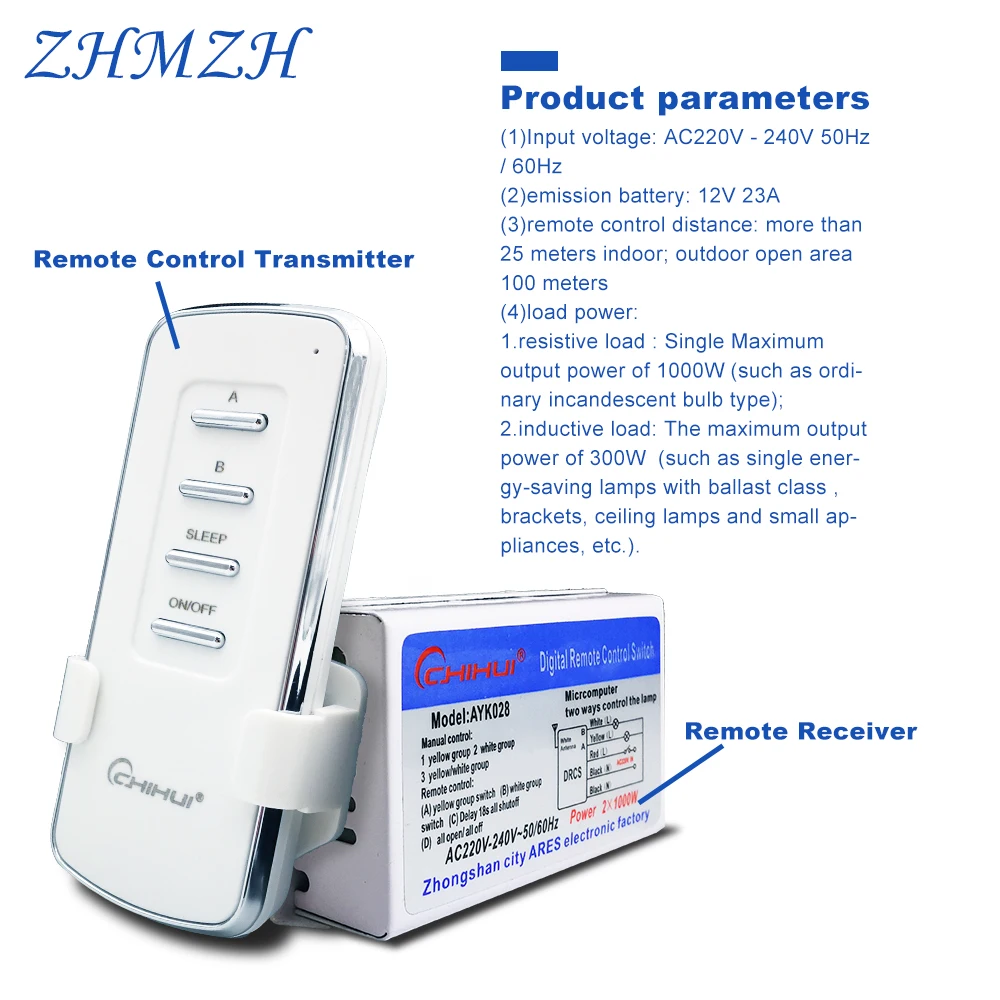 CHIHUI AC 220V--240V 4 Way 5 Sezioni ON/OFF Digitale Intelligente Interruttore di Telecomando Senza Fili Trasmettitore Ricevitore per Lampade 3 modi