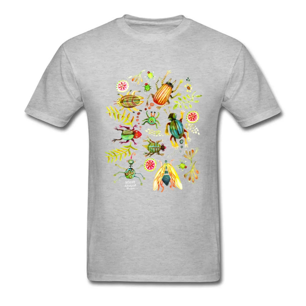 Summer Bugs And Insects T-shirt Men Casual T Shirt Black Tshirt Forest Style Clothes Childhood Tops Tees Cotton Fabric O Neck