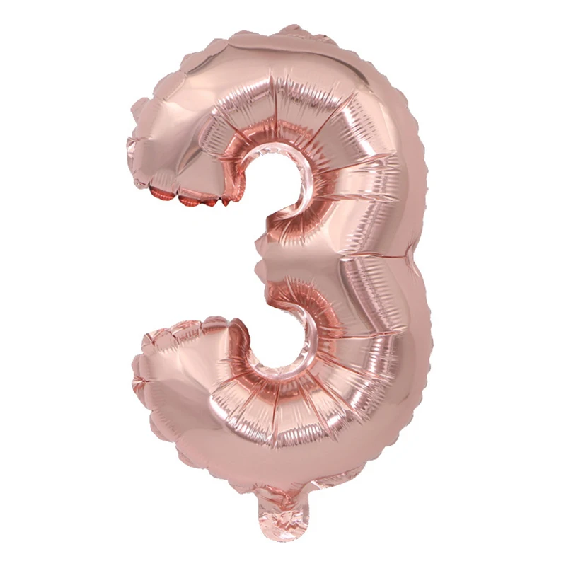 16 inch Rose Gold Digit Foil Balloons Number Air Balloon Inflatable Toys Wedding Birthday Decorations Event Party Supplies