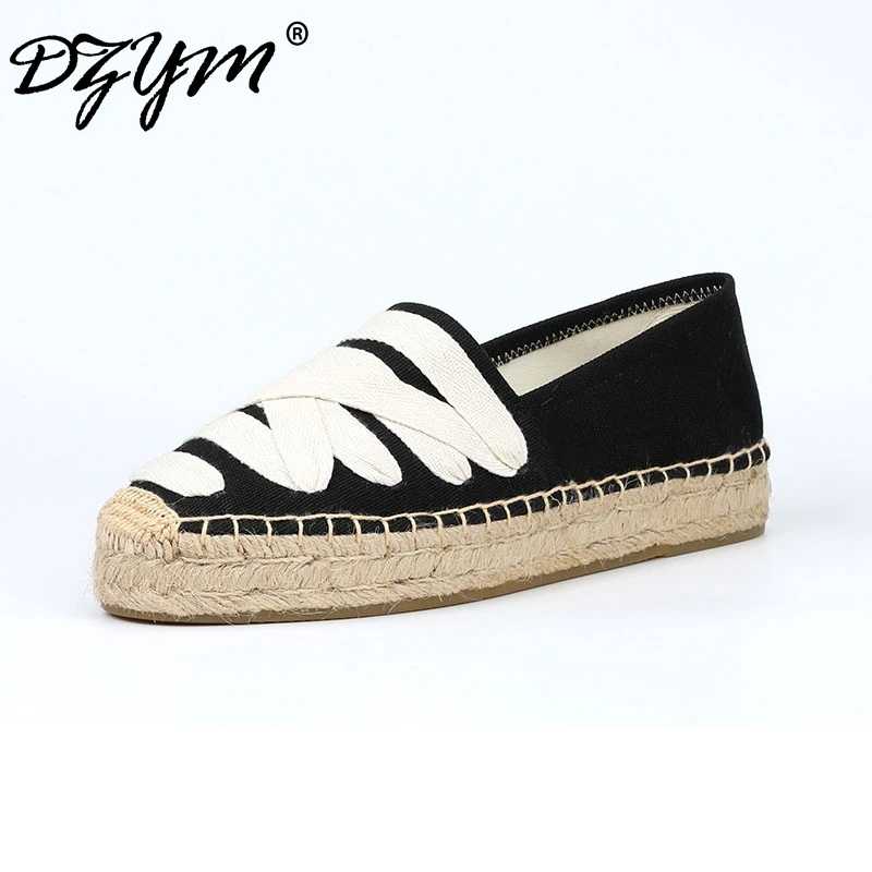 DZYM  Summer Autumn Mixed Color Fishermen Shoes Women Flat Platform Cross-tied Sneakers High Quality Sewing Zapatos Mujer