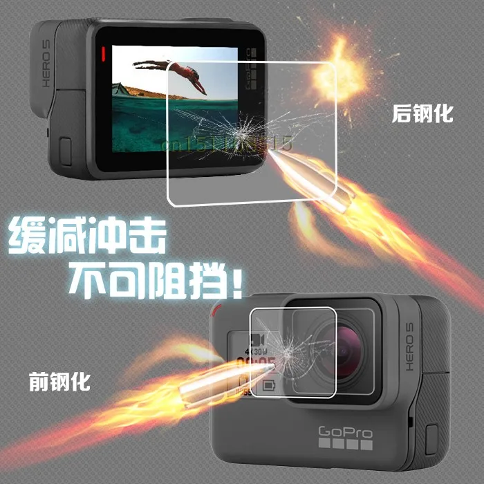 Clownfish لـ Gopro Hero 5/6/7 فيلم عدسة سوداء LCD واقي للشاشة طبقة حماية غطاء عدسة من الزجاج المقسى/غطاء لـ gopro7 6 5