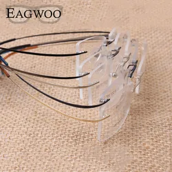 Pure Titanium Eyeglasses Rimless flexible Optical Frame Prescription Spectacle Frameless Glasses Eye glasses 010 Line Temple