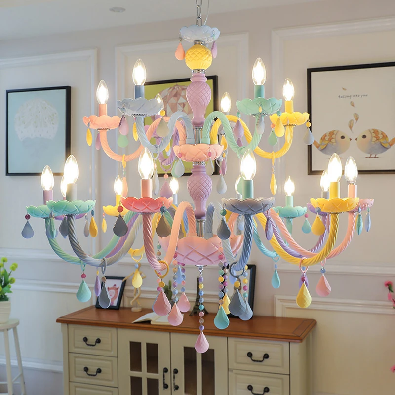 

Hotel Shop Creative Chandeliers Princess Bedroom Crystal Lamp American Living Room Restaurant Lighting Color Crystal Chandeliers