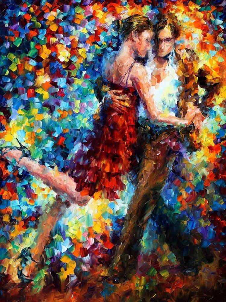 Professional Artist Hand-painted High Quality Knife Painting Tango Dancer Oil Painting On Canvas Handmade Dancer Oil Painting