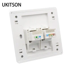 Glossy Panel Phone RJ11 With CAT5E RJ45 Wall Socket Outlet 86x86mm For Internet Telephone Plug