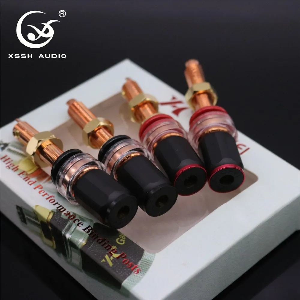 Binding Post 4pcs HIFI XSSH DIY Audio Red Pure Copper Female Banana Plug GF-RED07SBP Speakers Amplifier Terminal Speaker Socket