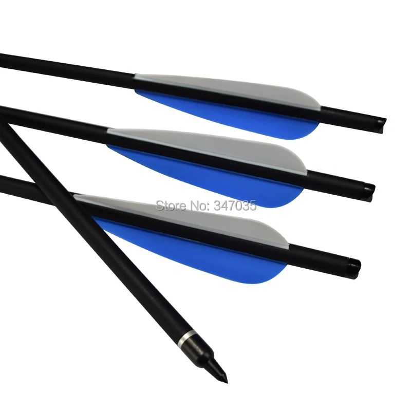 

12 pcs/lot 16"-20" Archery Roll Fiberglass Arrows Crossbow Bolts Target Hunting Black Matt Shaft with 4" Vanes